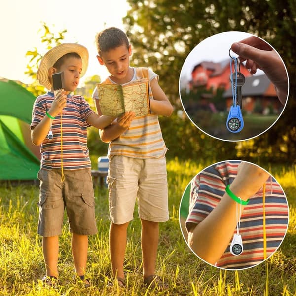Mini Kompas, Overlevelseskompas, Børnekompas til Udendørs Brug, Gaver til Børn, Mini Kompas til Udendørssport Camping Vandring (Multifarvet)