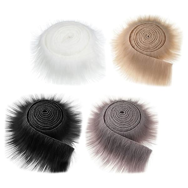 4 stk Kunstig Pelsbånd Tekstil Fluffy Pels Stoffer DIY Håndværk Bløde Remser