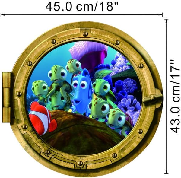 3D 43cm*43cm Seinätaide sukellusvene merelliset värikkäät kalat kodin tarrat
