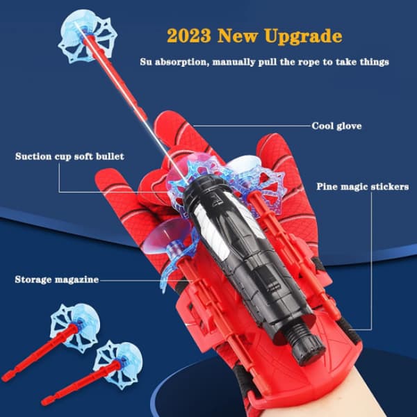 Spiderman Web Shooter for barn - skyter sugekopper rød.