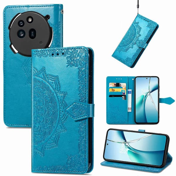Mandala-preget skinnveske til telefon blå for Nothing Phone 3a Blue For Nothing Phone 3a