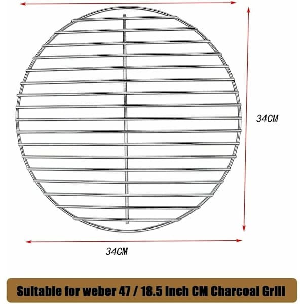 Grillrist til Weber kulgrill, premium varmefastholdelse jævn tilberedning, 34 cm diameter