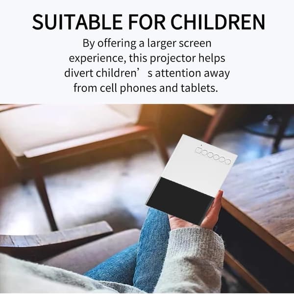 wxsp 1 Piece Wireless Projector Black White 4K Support Mobile Phone Screen Mirroring Mini Portable Projector Bedroom Home