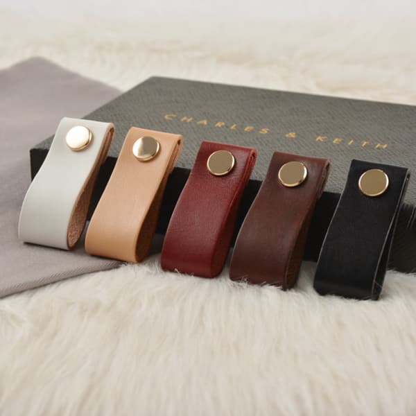 Lærhåndtak for møbler - Cognac - 8 stk - 6 x 2 cm - Cabi