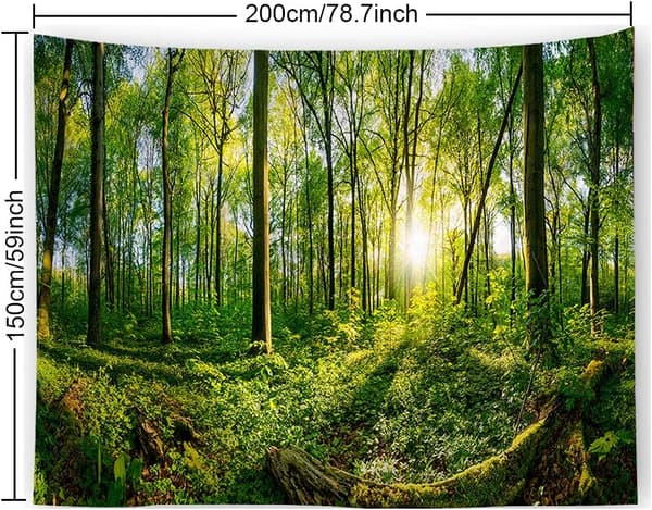 (150X200cm, 59\"X79\") Metsäkuva seinävaate Vihreä puu ja
