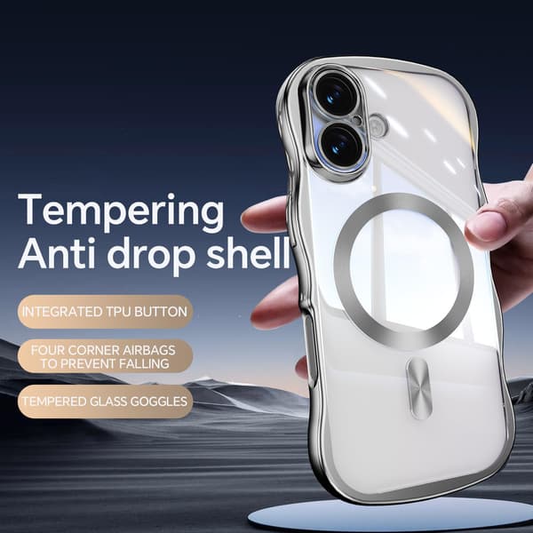 Magnetic Protective Case, Shockproof Liquid Silicone Protective Case with Camera Protection, Silver