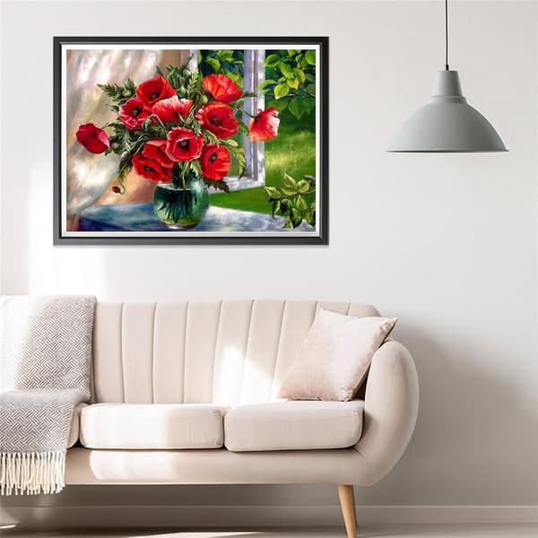 5D 30x40cm Diamantmaling Blomster, DIY Diamantmalingssæt til Voksne