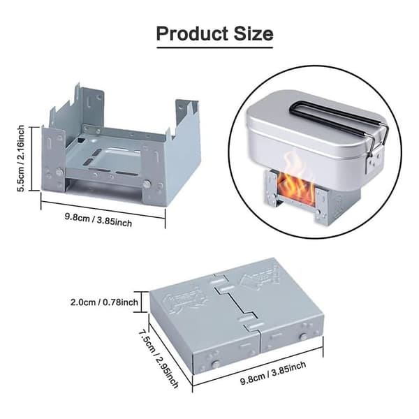 1 Portable Solid Fuel Stove, Foldable Thick Solid Alcohol Oven for Camping, Hiking, Picnics, Grills