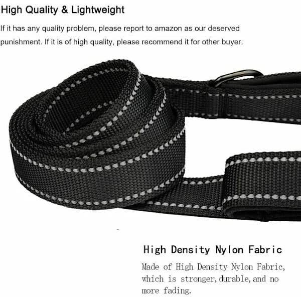 (Pow yeah!) Long Leash for Large Dogs, 1.5m Thick Nylon Leash with Double Handles and 2 Padded Handles