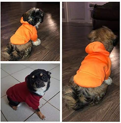 Katte-hettegenser bomull hundeklær med vinterkåpe og utvendig lomme oransje