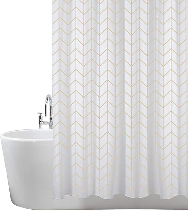 Geometrisk guldduschforhæng 180 x 180 cm (71 x 71 tommer) til badekar og badeværelse, vaskbart