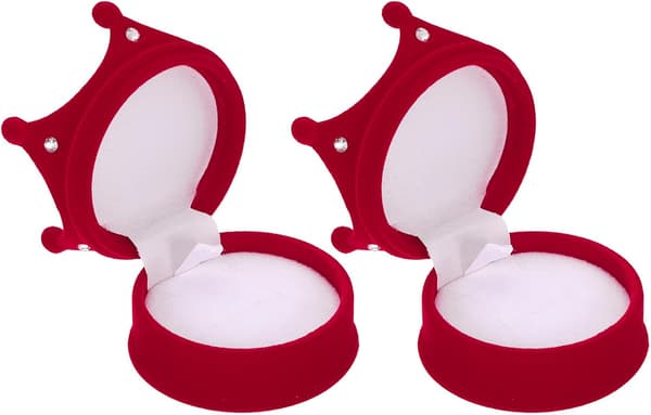 2 stk fløjlsringæske, 2 stk rød Red