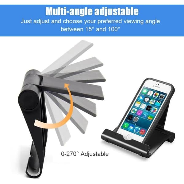 2-pak justerbart skrivebordsstativ til telefon, foldbar telefonholder kompatibel med smartphones og tablets