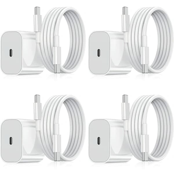 (pow yeah!) 4-pack - Laddare för Samsung - Snabbladdare - Adapter + Kabel 20W Vit en one size (NT) 4-Pack