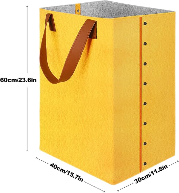 Laundry basket, laundry hamper with handles, 72L large felt storage