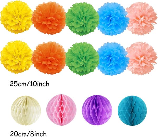 Papir Pompom Vifteball Honeycomb Romdekorasjon Bryllup Bursdag