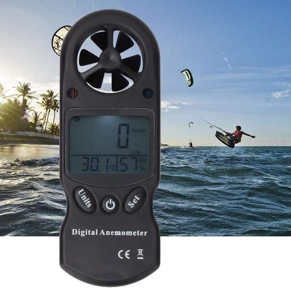 Anemometer, Digitalt Termometer, Multifunksjonell Bærbar Anemometer Tilkoblet Anemometer Anemometre for Vindsurfing, Seiling