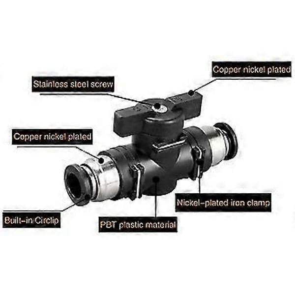 6mm Push Connect Ball Valve 6mm Air Flow Control Valve Quick Release Fittings 3-Pack