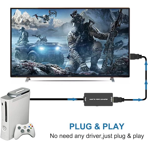 Konverter til HDMI, HDMI 16 indgangsudgang: 9/4: 3 Lydvideoadapter