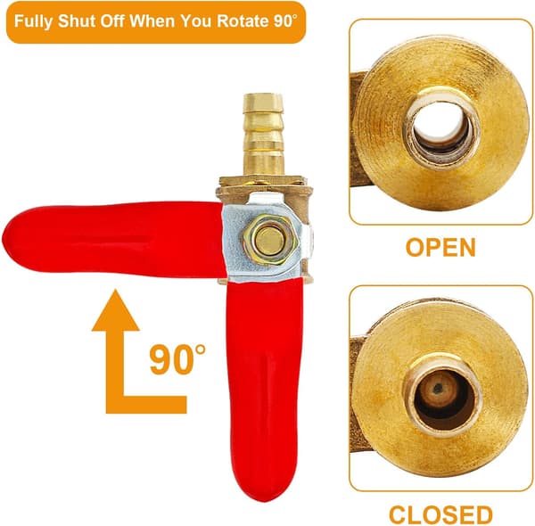 2 stk. kugleventil i messing afbryder 2 stk. 4\" 4 TOMMER 1/4" Hose ID