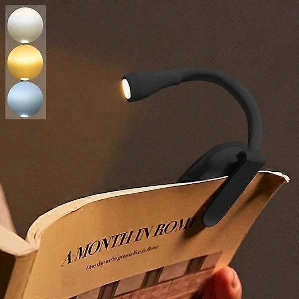 Book light, rechargeable clip-on reading lamp, adjustable brightness