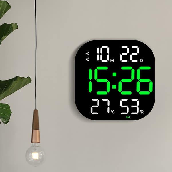 Sort Hvid Grøn Nedtællingsvægur, Akryl LED, 12/24 timer,