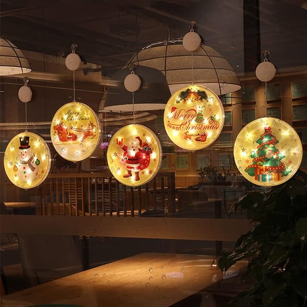 3 stk juletrelys, 3D hengende lys med sugekopp, Ba