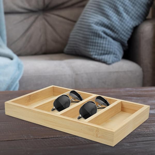Bambus Brilleopbevaringsbakke 4-gitter Organizer til Butiksudstilling