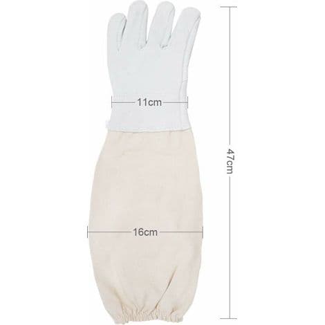 Goatskin Beekeeping Protective Gloves with Ventilated Sleeves, Universal Model, Leather Beekeeping Gloves, Beekeeping Tools