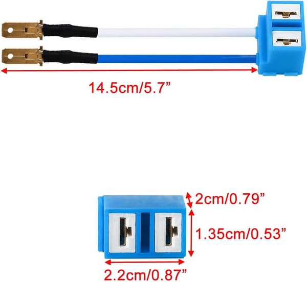 2 stk H7 frontlyspære rettvinklet keramisk sokkelkontaktadapter