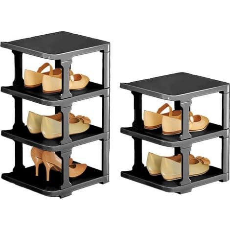 6-tier shoe rack for space-saving storage in hallway and bedroom - Stackable and stylish in black