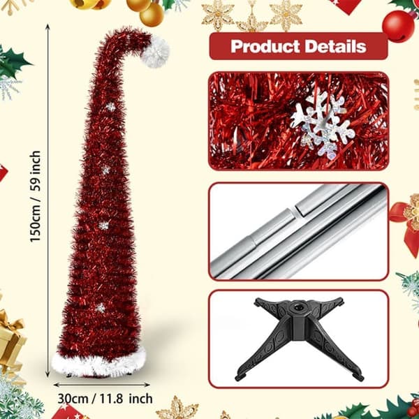 1,5M Pop-up Christmas Tree - Curved Glitter Tree for Apartment, Home, Office and Christmas Decoration