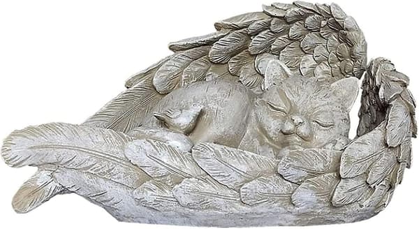 Havestatue Hund Kat, Harpiks Kunststatue Til Haveplan, Kæledyrsmindesstatue Engelvinger Udendørs