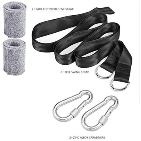 Hammock Straps 2 x 150 cm – High-Strength Polyester – 550 kg Capacity – Locking Carabiners – Tree Protectors Included