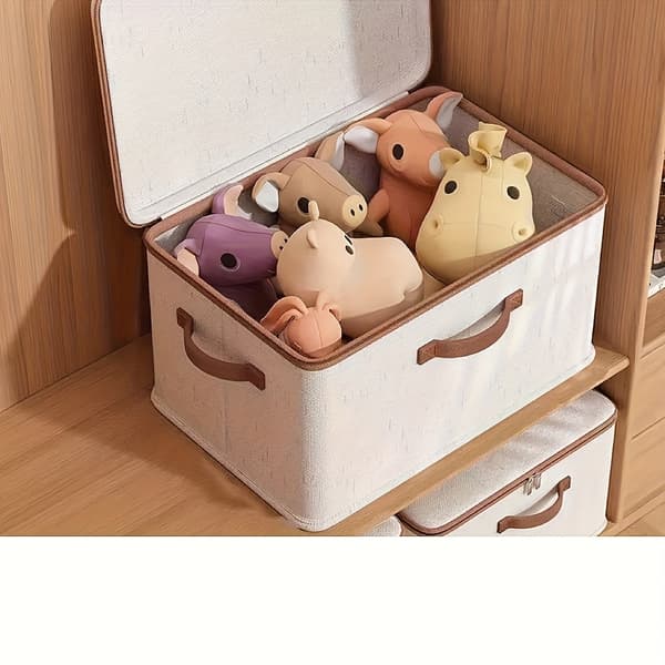 Foldable Under Bed Storage Box with Lid - Fabric Organizer for Clothes and Bedding 【Beige】 2XL 2XL 【Beige】