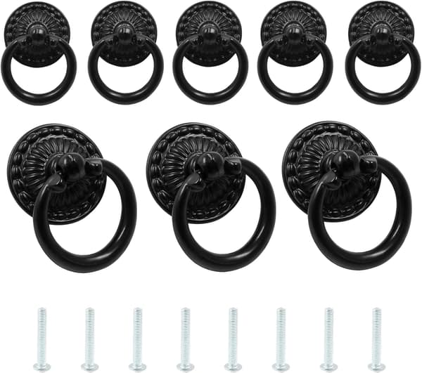 8-pak vintage bronze dråberingknopper hardware møbelskuffetræk enkelt hul knopper (sort) sort - 8-pak sort sort Black