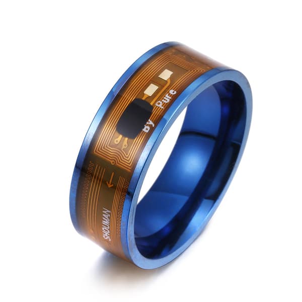 Moderigtig NFC mobiltelefon tag smart ring rustfrit stål 8 mm bred smart bærbar ring smart parring (US Kode 6-13)