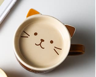 300 ml, Kaffefärg, Japansk Stil Söt Kreativ Keramisk Kopp Katt