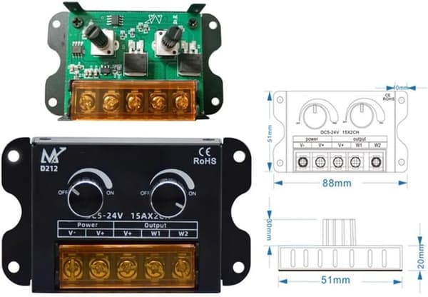 CCT Strip DC 2CH Knap, Kabinet LED Controller Til Dobbelt Hvide Lys, 5V-24V Lysdæmper med Metal