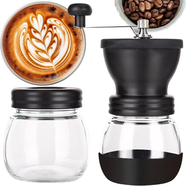 Kaffe- og peberkværn i rustfrit stål, lydsvag kaffekværn, sort