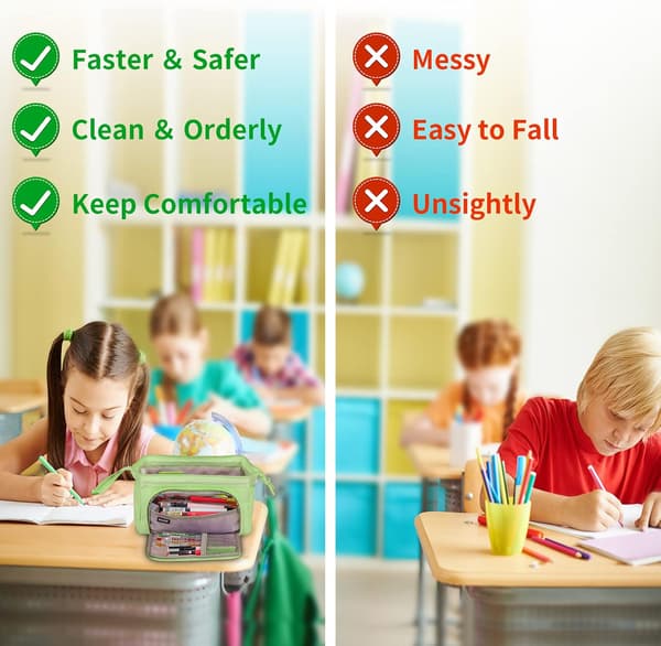Large Capacity Pencil Case with Handle for Girls (Green)