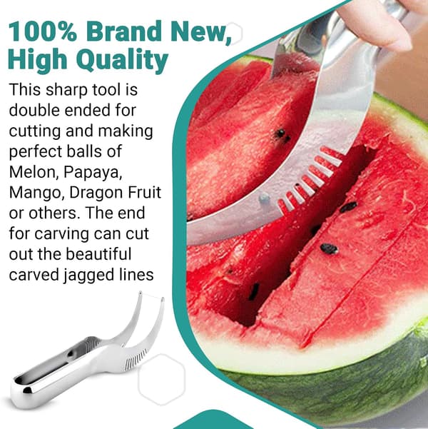 Vannmelonkutter i rustfritt stål, ergonomisk fruktkutter egnet for vannmeloner, meloner, cantaloupes og honningmeloner.