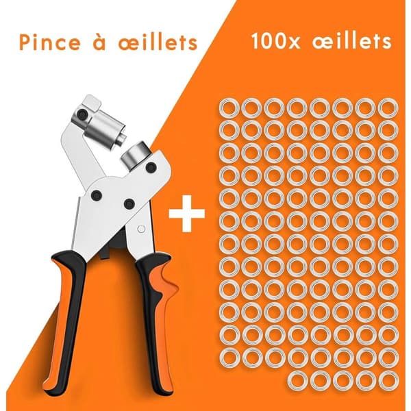 Profesjonell maljetang - Minimal innsats - Hulltang med 100 maljer (indre Ø 10 mm)