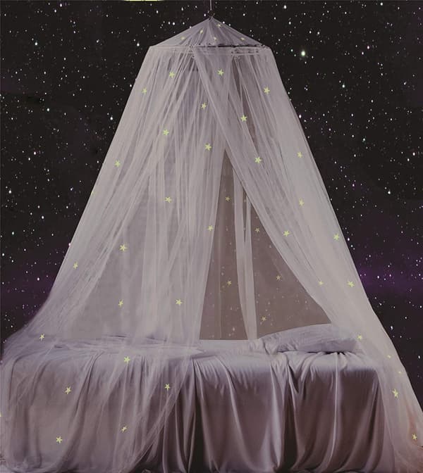 Mosquito net with luminous stars (1.5-1.8 meter bed can be opened), black