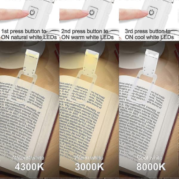 USB Leselys Oppladbar LED Leselampe Med Leselys For Lesing I Sengen - B