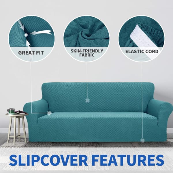 1-delt sofatrekk for 3-seters sofa, elastisk sofatrekk, kjæledyrvennlig, sklisikkert møbelbeskyttelse (blå)