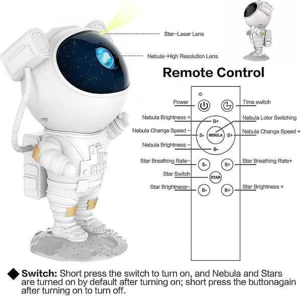 Astronaut Galaxy Projector Starry Sky Night Light, Astronaut Star Projector With Nebula, Timer And Remote Control, Star Lamp For Bedroom A (FMY)