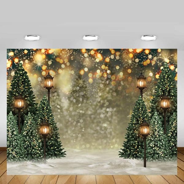 7x5ft Vinter Julgran Snöflinga Grön Nyfödd Fotografering B