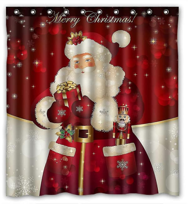 Glædelig Jul Drømmende Julemand Vandtæt Polyester Bruseforhæng 183x183 cm Badeværelsesindretning