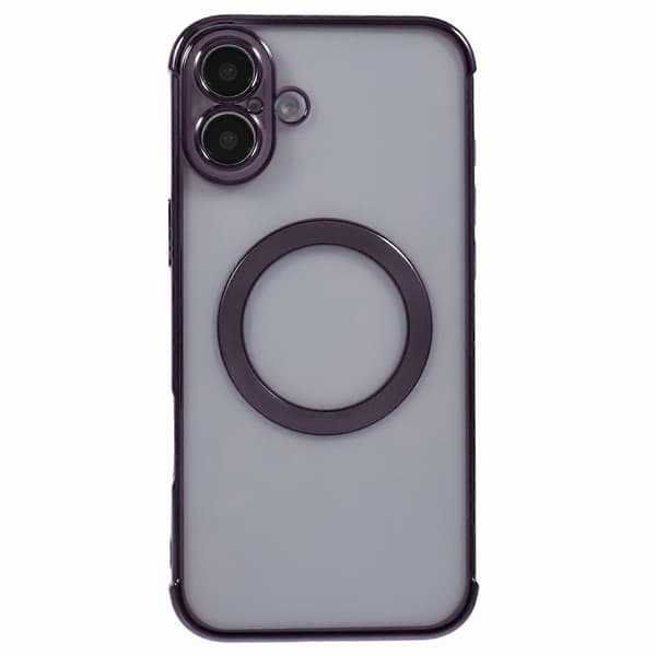Case for iPhone 16 Plus Compatible with MagSafe Electroplated TPU Clear Phone Case - Dark Purple